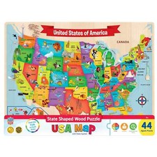 MASTERPIECES - USA Map - 44 Piece Wood Children's Jigsaw Puzzle 11702 