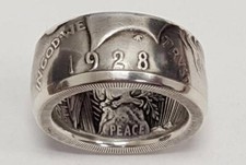8-16 Size Silver Dollar Coin Ring Handmade Crafted Rare Silver Morgan Men Rings