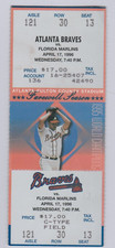 1996 BRAVES VS FLORIDA MARLINS FULL TICKET 4/17/96 MADDUX WINNING PITCHER $9.99