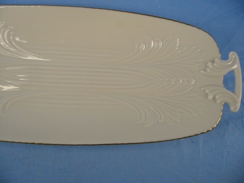 Lenox Celery Dish Spring Garden Collection 24Kt Gold Trim Handled 13 1/2"+ - Picture 3 of 11