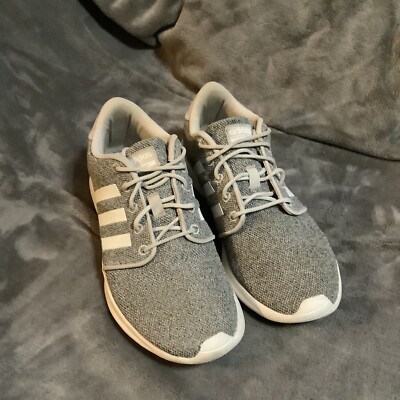 Adidas Womens Cloudfoam QT Racer Gray Lace Up Running Sneakers Shoes Sz 10