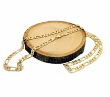 Mens italian Figaro link Chain Necklace 5mm 24" inch 14k Gold Plated