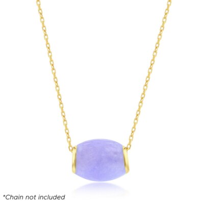 iJewelry2 - 14K Yellow Gold Oval Bead Slide Pendant - Lavender Jade