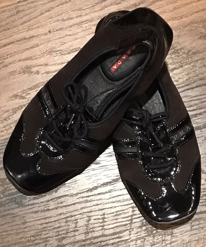 Prada Ballet Flats Shoes ~Sz 36~6 US *Brown Suede/Black Patent Leather *Unique - Picture 8 of 11