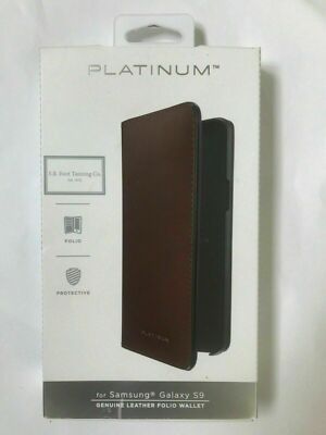 Platinum Genuine Leather Folio Wallet Case Samsung Galaxy S9 Bourbon Brown NEW
