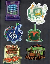 Six (6) Different Dutch Bros. Coffee Stickers / Scavenger Hunt 1992 Peace TV