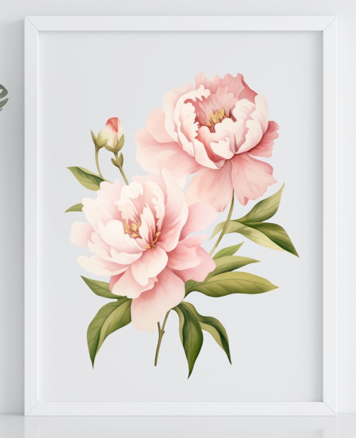 Floral Art Print, Pink Flowers Wall Art Decor, Botanical Wall Art, Nature #99