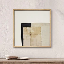 SIGNWIN Framed Canvas Print Wall Art Home Decor Tan & Black Geometric  16" x 16"