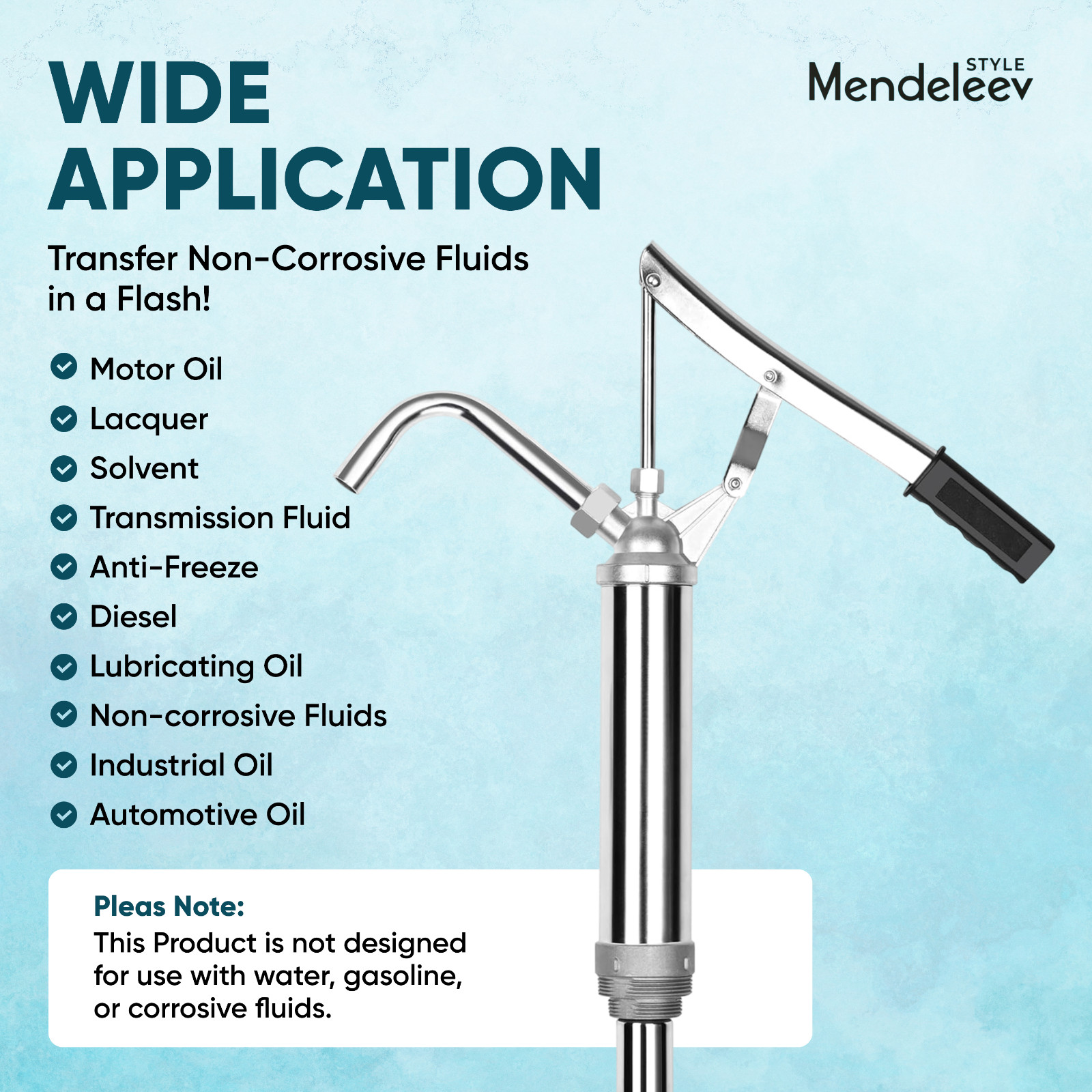 Lever Metall Action Barrel Pump, Fits 15 to 55 Gallon  Transferring Oil, Fluid