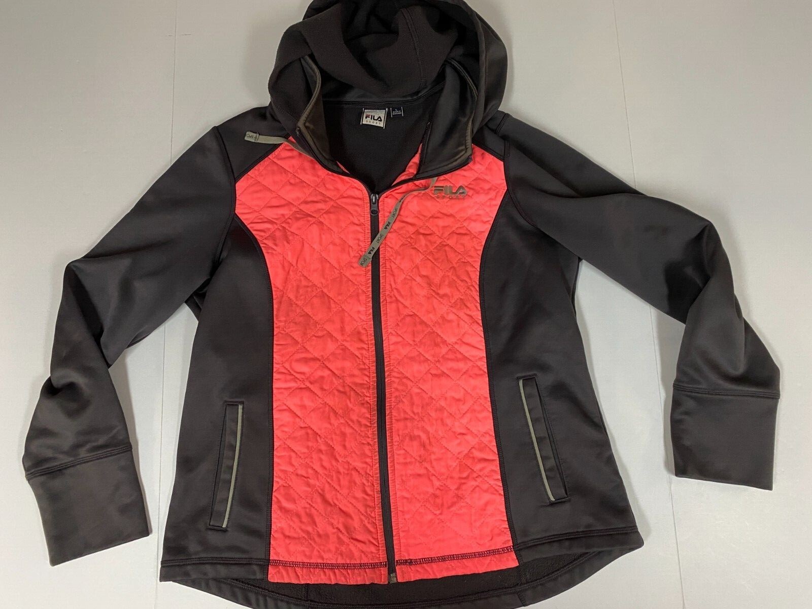 Fila Womens Jacket Large gray full zip hoodie outdoors classic