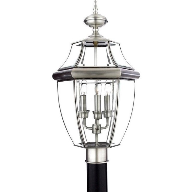 Quoizel NY9043P Newbury 3 Light 23 Inch Pewter Outdoor Post