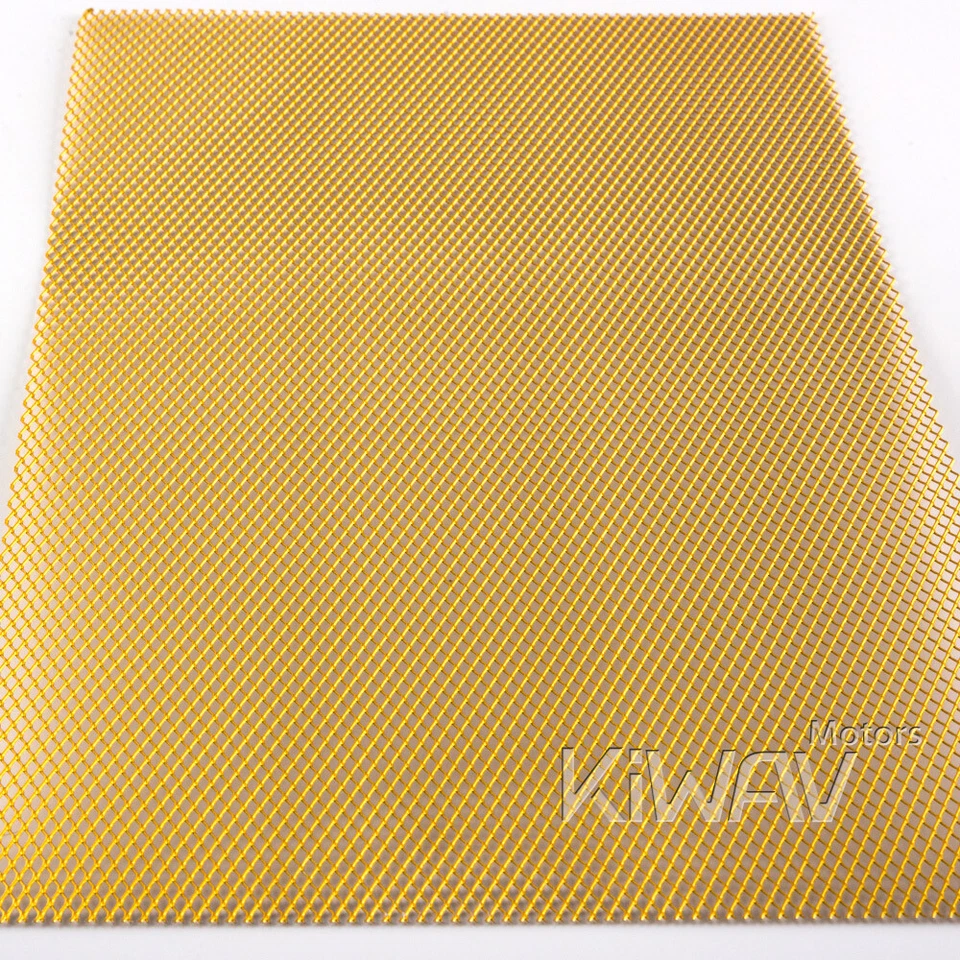 Carenado de malla de diamante de aluminio universal dorado de 20x33 cm para motocicleta ε Foto 2 de 3