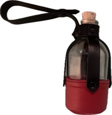 Glass Potion Bottle w/ Red Leather Black Strap Renaissance Pirate LARP