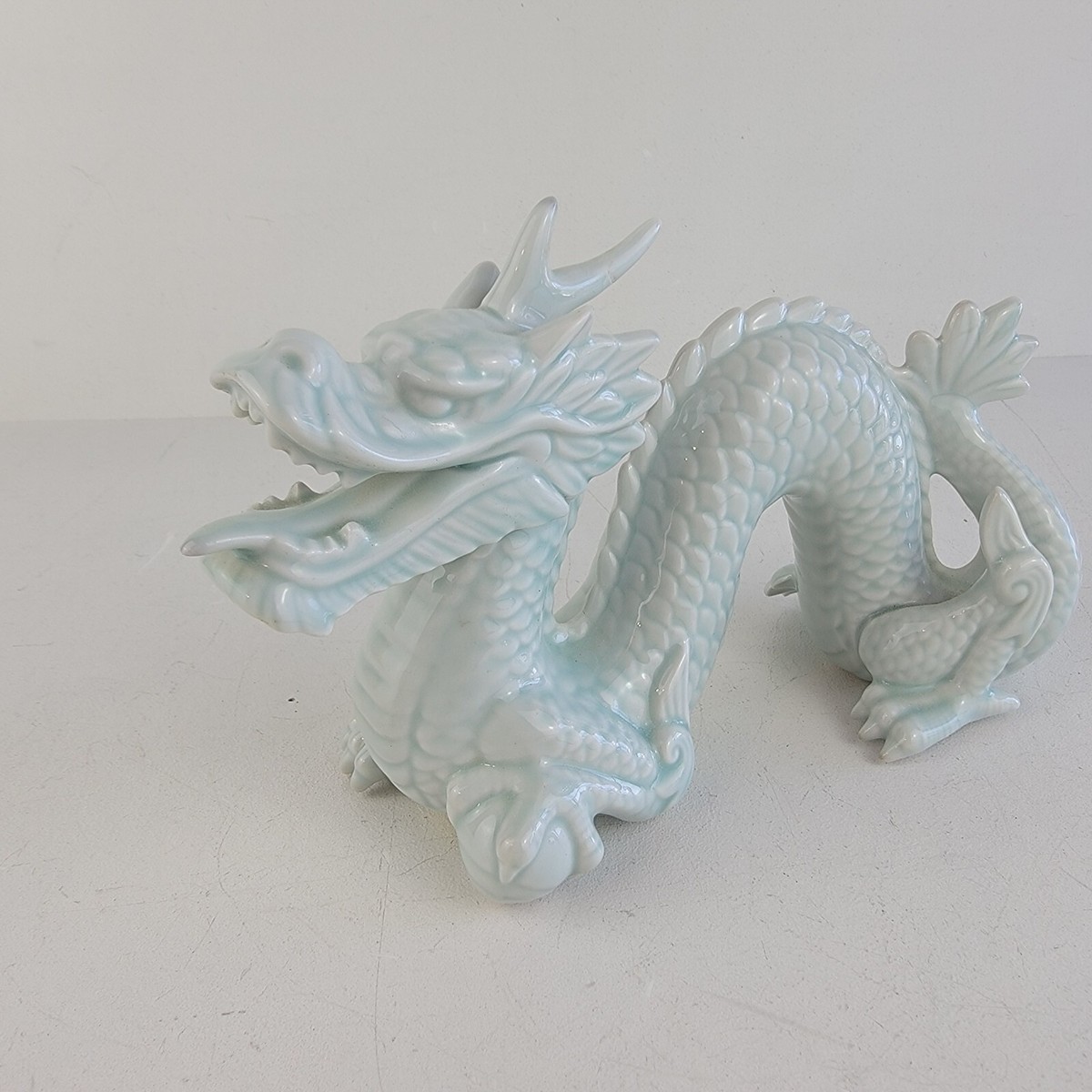 Vintage Andrea By Sadek Celadon Chinese Dragon Porcelain