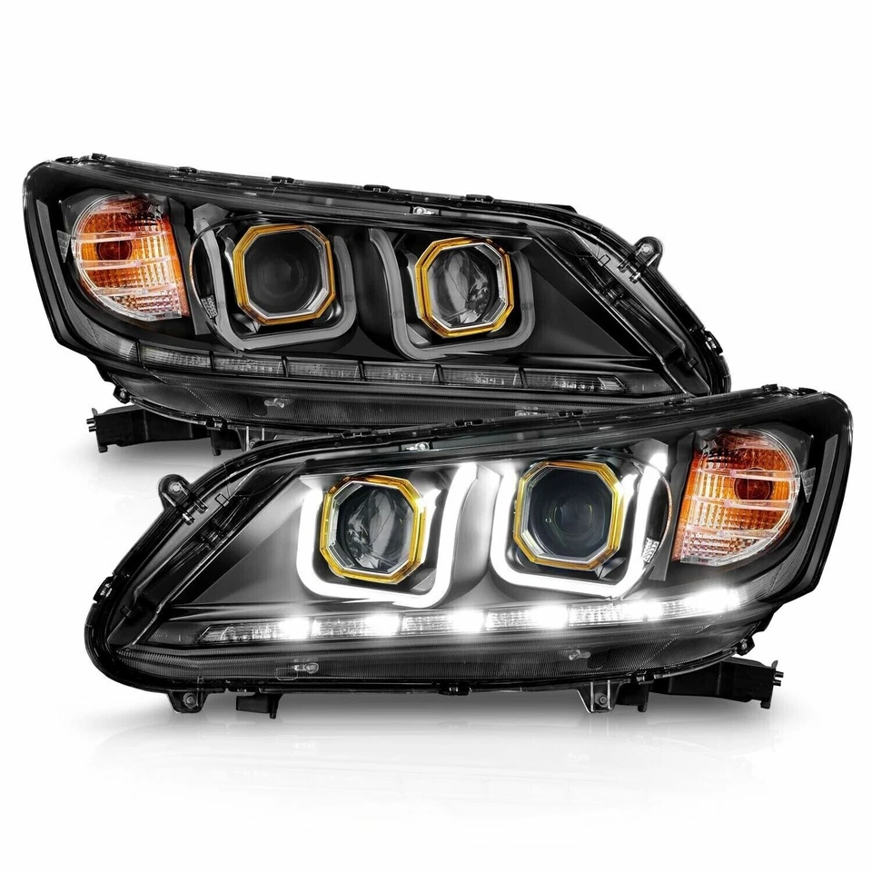 ANZO 121492 LED Projector Headlights Lamp w/ U-Bar for 13-15 Honda Accord Sedan - Image 2 of 4