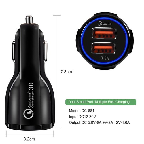 QC3.0 Fast Car Charger 3.1A USB Quick Charger 2 USB Port Qualcomm Fast Charging - Picture 8 of 10