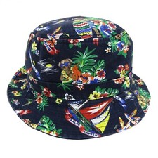 Polo Ralph Lauren Preppy Bear Polo Bear Floral Safari Bucket Hat - Navy -