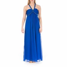 NWT AQUA Blue Beaded Bodice Cutout Back Gown Sz 6