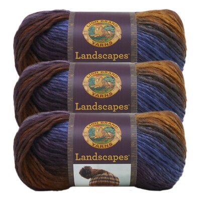 (3 Pack) Lion Brand Yarn 545-202AR Landscapes Yarn, Mountain Range
