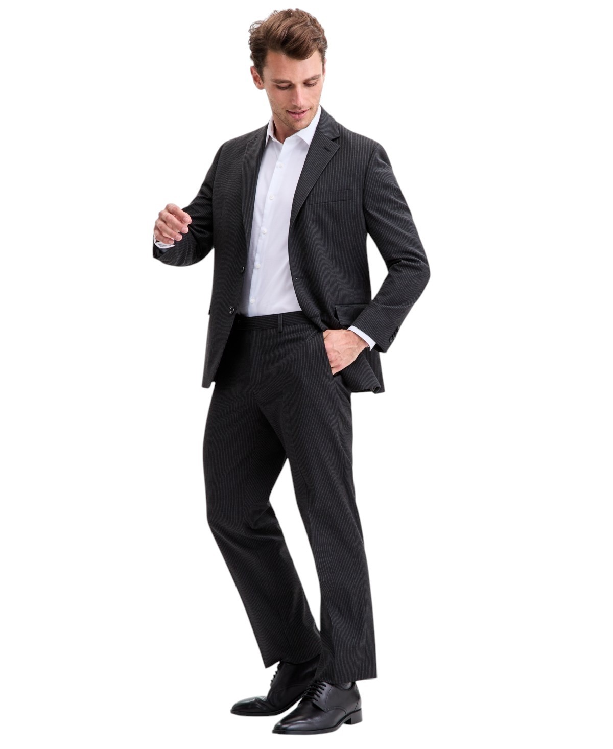 Perry Ellis Mens Modern fit 2 Piece Suit 38 R / 31 Waist Bla