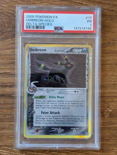 2005 Pokemon EX Delta Species PSA 1 Umbreon #17 Holo FRESH GRADE