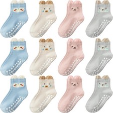 Girls Socks Non Slip Grip Ankle Baby Cute 12 Pack for