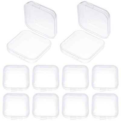 10Pcs Mini Plastic Ear Plug Case 1.8mm Square Box Hinged Lids Small Items