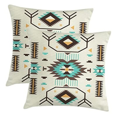 Boho Southwest Pillow Covers 18 x 18 Inch Western Native American Brown 