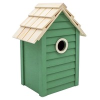 Holz VogelhäUschen GrüN - 25 X 18 Cm - Garten Deko Vogel Futter Haus Nist Kasten