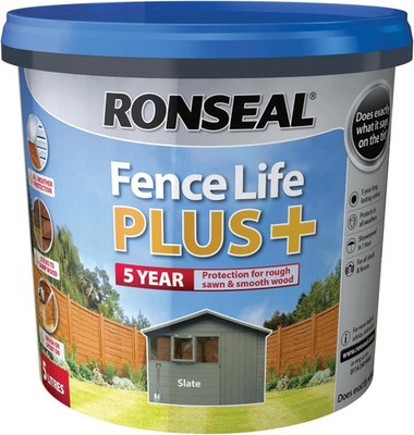 RONSEAL ZAUN LIFE PLUS GARTENHAUS ZAUNFARBE 5L UV-SCHUTZ - SCHIEFERGRAU