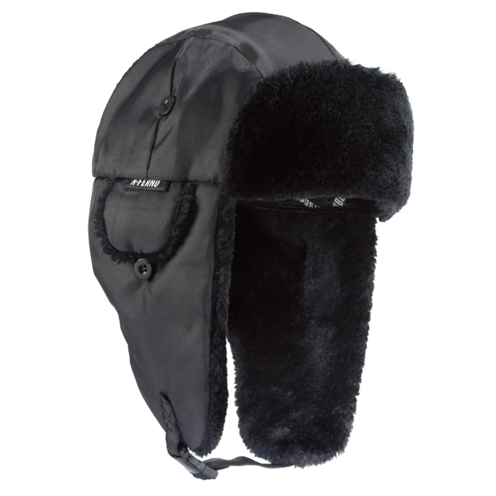 mens Classic Thermal Winter Trapper Hat, Black, Small-Medium