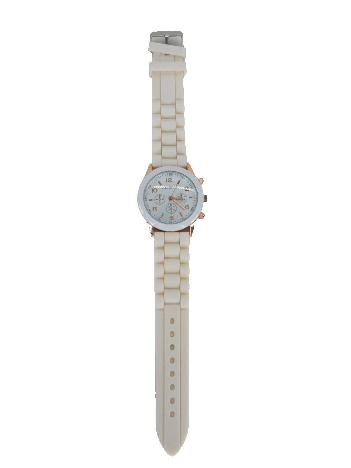 Geneva White Wrist Watch Analogue Arabic Numerals Ladies Watch
