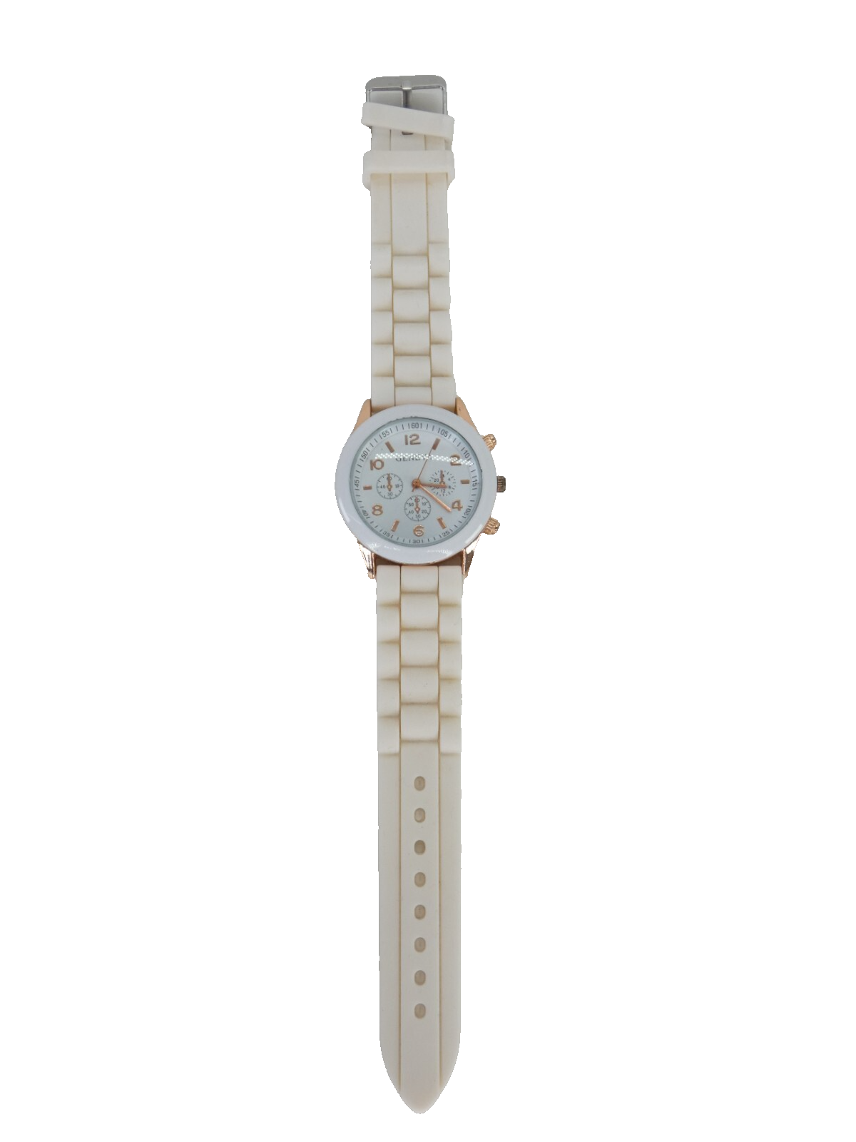 Geneva White Wrist Watch Analogue Arabic Numerals Ladies Watch