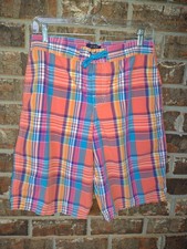 Polo Ralph Lauren Swimwear Trunks Boys XL- 18-20 Orange Plaid Lined Beach Summer