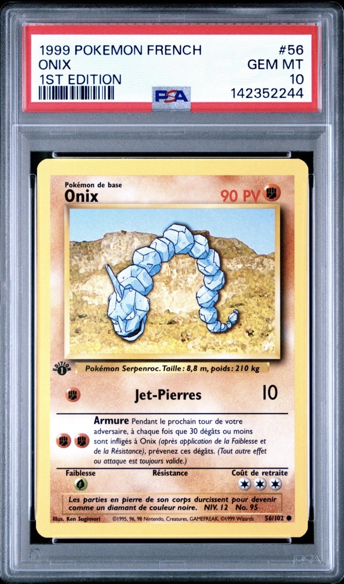 1999 Pokemon FRENCH 1st Edition Base Set Onix 56/102 PSA 10 GEM