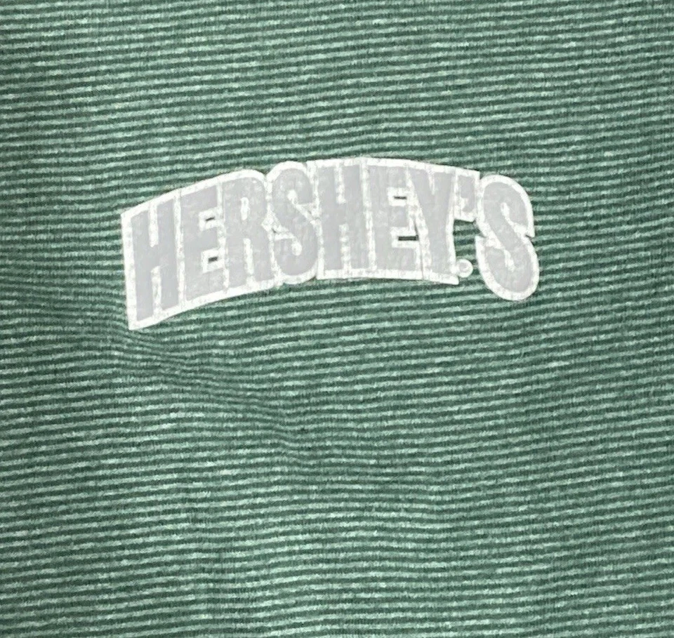 Винтажная футболка Hershey's Chocolate зеленая одинарный шов стиль 90-х большая 21x28 - Изображение 2 из 4