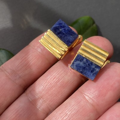 Vintage CHRISTIAN DIOR Lapis Lazuli CuffLinks Estate Fine Jewelry