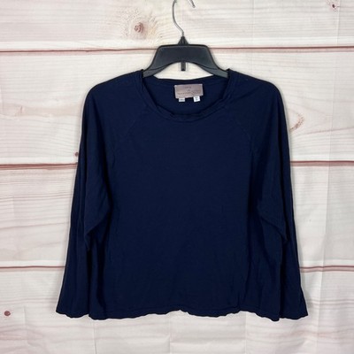 Folk Hansel from Basel Top Womens S Blue Long Sleeve T-Shirt Round Neck Cotton