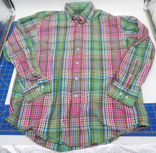 Alan Flusser Button Up Long Sleeve 100 Cotton Shirt Size L Multicolor Plaid