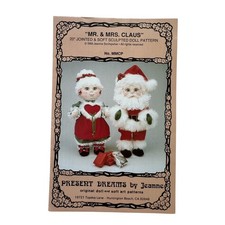 Vintage Mr and Mrs Claus 20” Jointed Soft Sculpted Doll Pattern PRESENT DREAMS