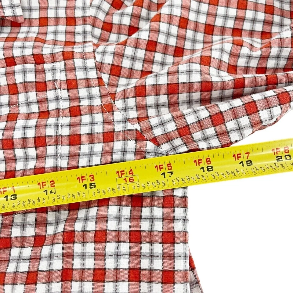 The Childrens Place Orange Plaid Button-Up Shirt Large 10/12 Country Western - Image 4 of 4