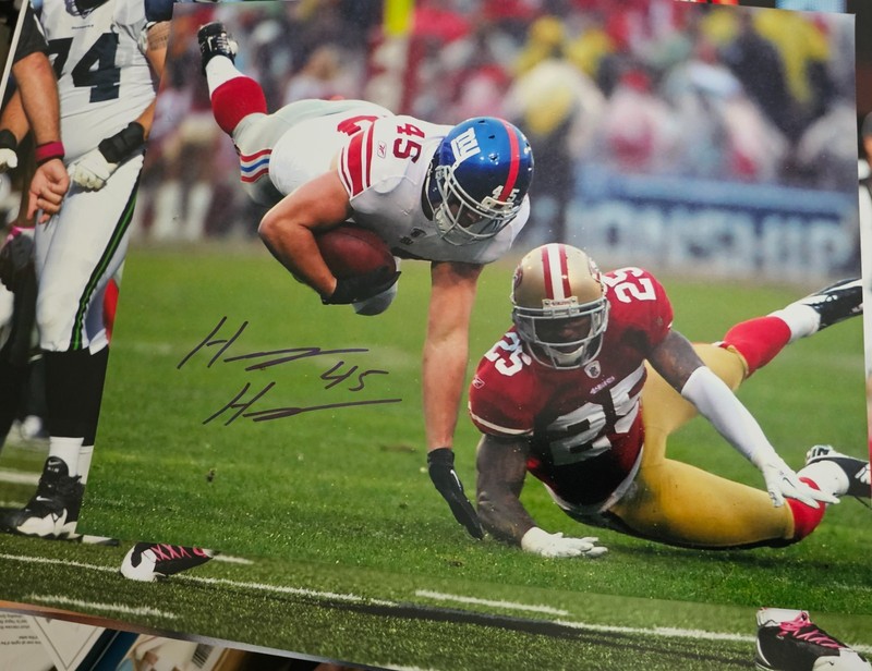 Henry Hynoski signed 11x14 photo New York Giants autograph COA Hynoceros auto