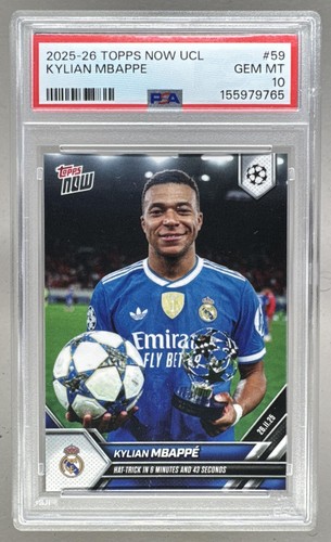 155979765 Kylian Mbappe 2025 Topps Now UEFA #059 PSA 10