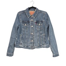 Levis Jacket Youth Boys Girls XL Blue Denim Jean Trucker Button Front Stretch