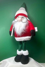 New Christmas Gnome 20 in Wired Plush w Glasses Book Standing Red Jacket Cap
