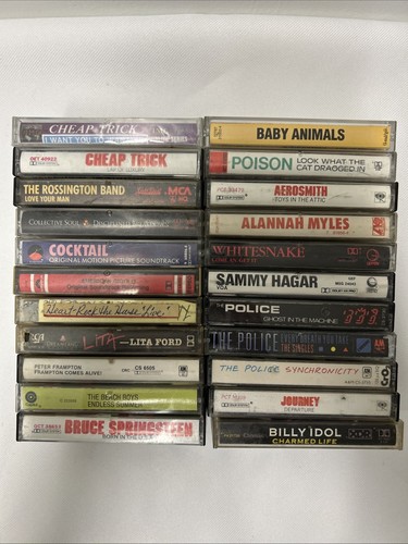 Classic 80s Rock Cassette Tape Lot: Cheap Trick, Poison, Aerosmith, Hagar, Idol