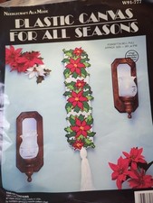 Needlecraft Ala Mode Christmas Poinsettia Bell Pull Plastic Canvas W91-777