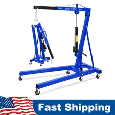 Folding Hydraulic Engine Hoist 2 Ton Cherry Picker Shop Crane Garage Lift Heavy