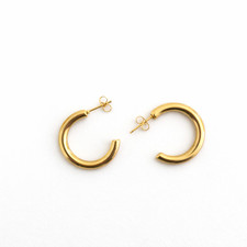 Creolen halb gerundet Ohrringe goldfarben Edelstahl klassischer Ohrschmuck 25 mm