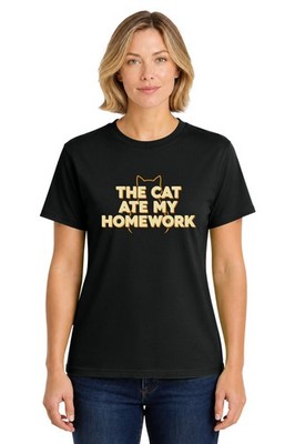 The Cat Ate My Homework Retro Graphic Ca T-Shirt